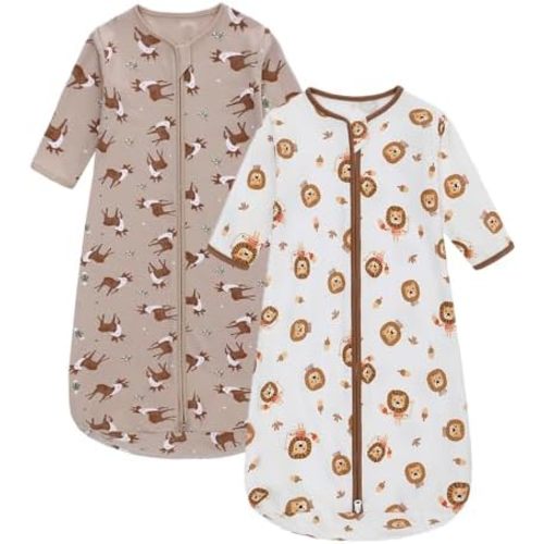 Miracle Baby Long Sleeve Sleep Sack 2-Pack, 100% Cotton Wearable Blanket Baby Sleeping Bag for Newborn Infant Toddler
