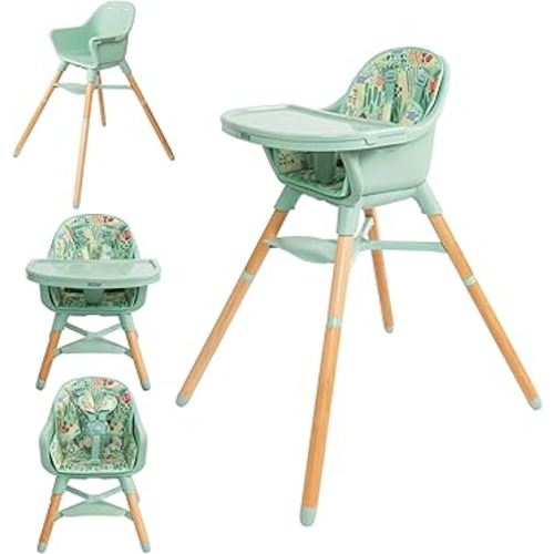 Nuby 4-in-1 Baby High Chair Seat with Removable Tray - 6+ Months to 3 Years - Adjustable Toddler Chair for Eating - Holds Up to 60 lbs - Green