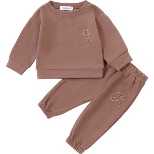 Baby Sweatshirt & Sweatpants Set, 3-6 M, Coffee