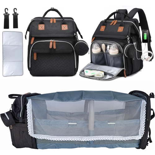 Backpack with Changing Station,Large Baby Bag Extra Options Baby Diaper Bag with Changing Station