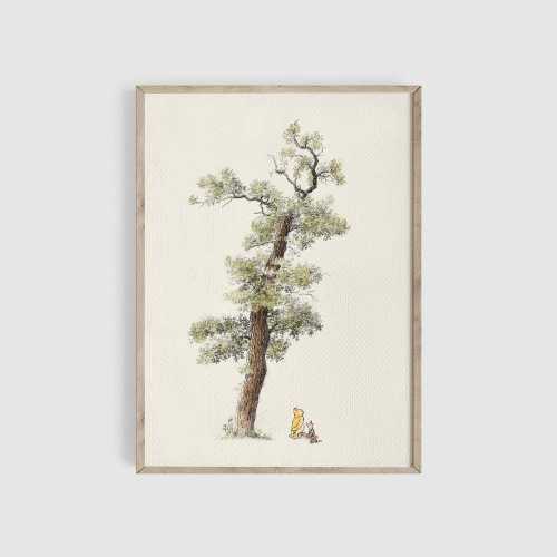 Winnie the Pooh Art Print, Pooh and Piglet, Nursery Print, Pooh Print, Vintage Art, Classic Pooh, Baby Room, Kids Room Decor, Neutral #54