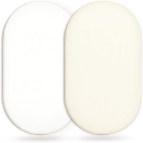 GRSSDER Stretchy Ultra Soft Fitted Bassinet Sheet 2 Pack, Universal Fit for Bassinets Baby Cradle Moses Basket Oval Rectangle Mattress Safe and Snug, Jersey Bassinet Sheets for Girls, Cream/White