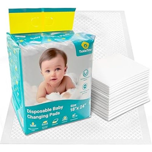 Disposable Hypoallergenic Baby Changing Pad Liners (50 Pack), Large Size (18"x24"), Ultra Absorbent & Waterproof