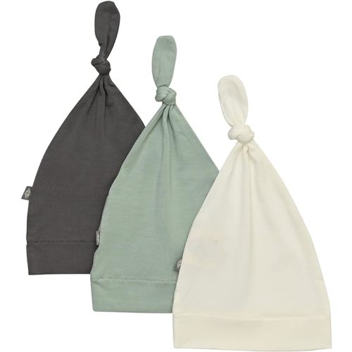 KYTE BABY Rayon Made from Bamboo Baby Beanie Hats - Super Soft Knotted Caps Available in Pattern and Solid Colors - 3 Pack