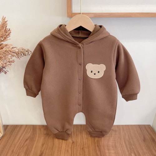 Baby Bear Hooded Fleece Romper