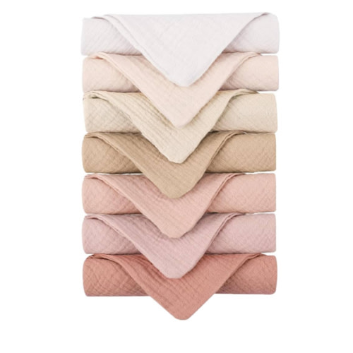 Konssy Baby Muslin Washcloths 7-Pack, 100% Cotton Baby Bath Washcloths, Soft & Absorbent Wash Cloths and Burp Cloths for Newborn Kids Girls & Boys, 11x11 inches