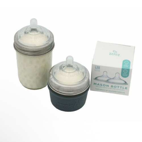 Baby Bottle Starter Kit for Mason Jars - Medium Flow Charcoal Gray