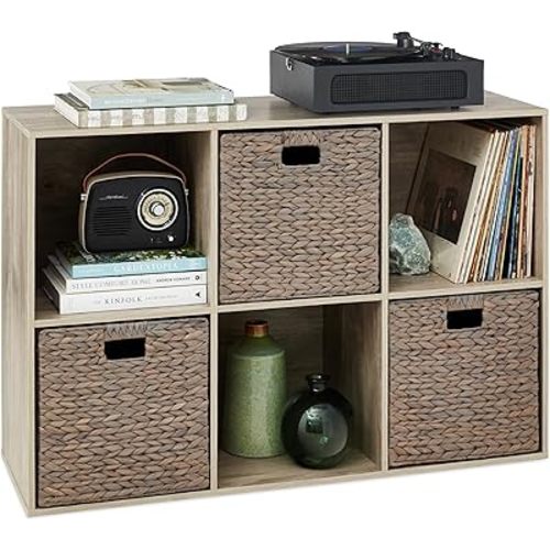Best Choice Products 6-Cube Storage Organizer, 13.5in Shelf Opening, Bookcase, Display Shelf, Customizable w/ 3 Removable Back Panels – Greige