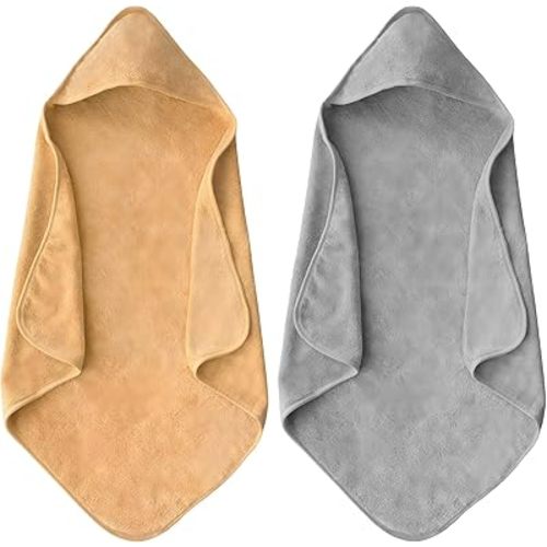 Bath Towel for Newborn, 2 Packs Soft Highly Absorbent Hooded Baby Bath Towels for Babies, Toddler, Infant Boys and Girls (Grey + Coffee)