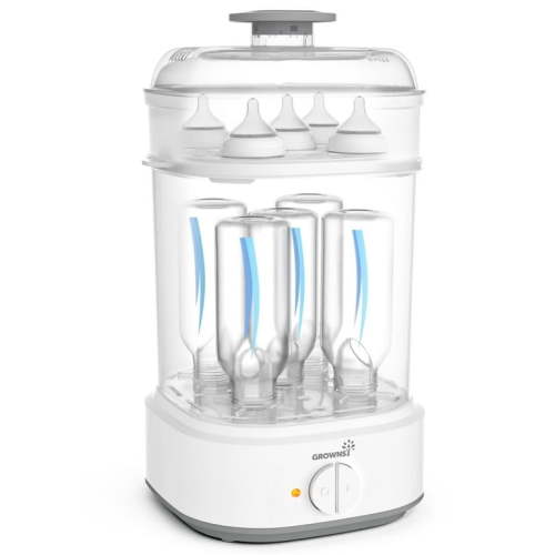 Baby Bottle Steam Sterilizer with Timer for Baby Bottles, Pacifiers, Pump Parts, and Toys - White