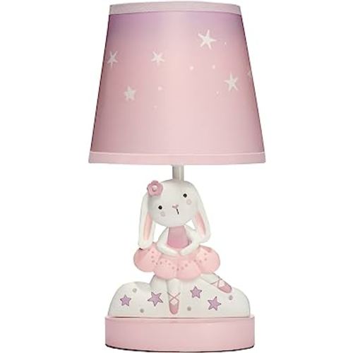 Bedtime Originals Tiny Dancer Bunny & Stars Pink Nursery Lamp with Shade & Bulb