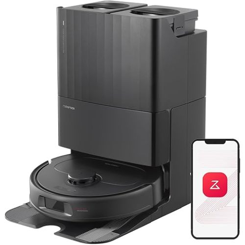 roborock Qrevo S Robot Vacuum and Mop, Self-Drying, Auto Mop Washing, 7000Pa Suction, Self-Emptying & Refilling, 10mm Auto Lifting, 200RPM Spinning Mops, Smart Obstacle Avoidance, Black