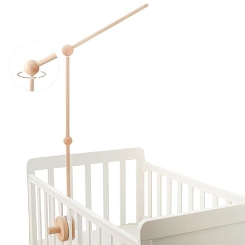 Crib Mobile Holder, HBM Wooden Mobile Arm & Hanger for Crib, Nursery Decor for Baby Girl Boy