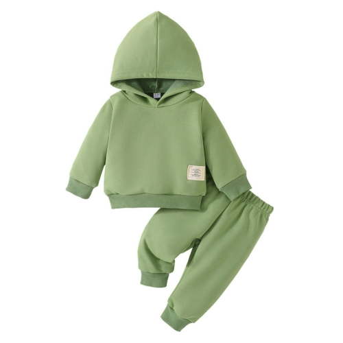 CHEEREAM Infant Baby Boys Pants Set Hooded Solid Sweatshirt Top Pocket Elastic Waist Pants 2Pcs Outfits Fall Winter Suit for 3-18 Months