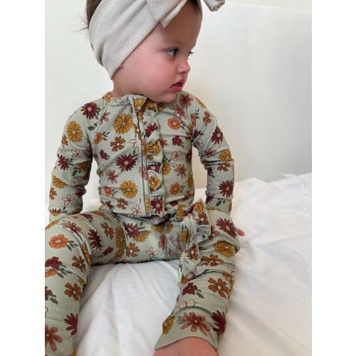 Alyson Floral (Ribbed) | Bamboo Zip Pajamas
