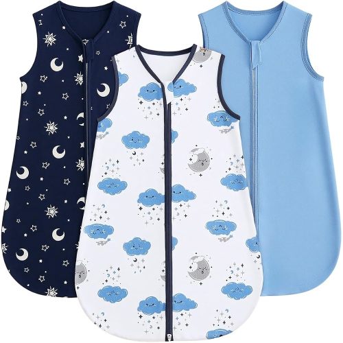 WYTbaby Baby Sleep Sack 2 Pack Cotton SleepSack for Spring Summer Wearable Blanket with 2-Way Zipper