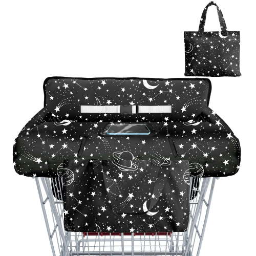 Shopping Cart Cover for Baby Girl Boy 2-in-1 High Chair Water Resistant High Chair Cover w/Phone Pouch Pocket Gender Neutral Cart Cover for Babies Padded Grocery Cart Cover for Baby
