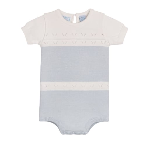 Boys Pointelle Contrast Knit Romper