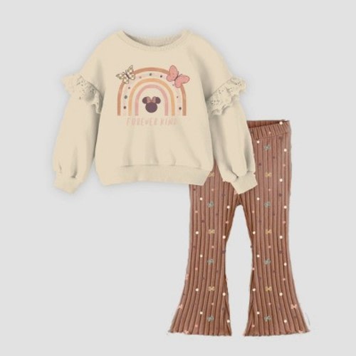 Toddler Girls' Mickey Mouse & Friends Fleece Top And Bottom Set - Brown 18 M