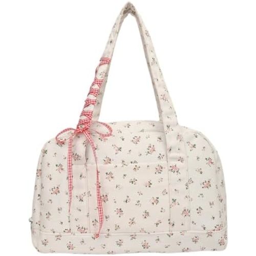 Mini Gym Bag for Women,Floral Quilted Duffel Bag Cute Flirty Aesthetic Tote Handbag Workout Sport Carry On Tote