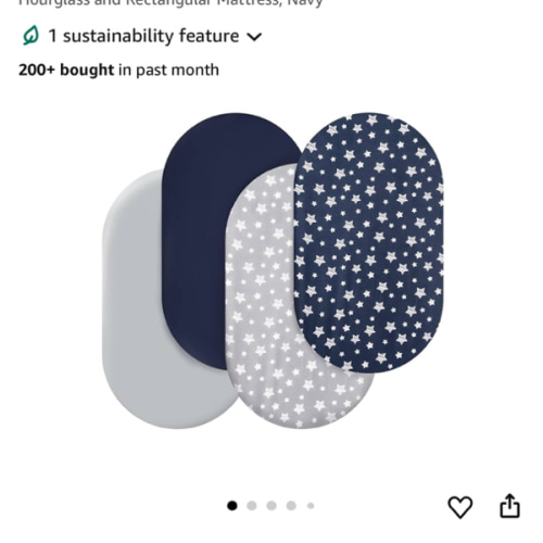 Bassinet Sheets Set 4 Pack for Baby Boy, Universal Fit for Oval, Hourglass and Rectangular Mattress, Navy