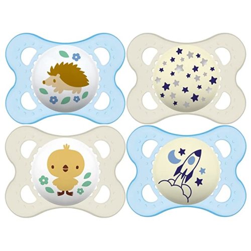 Original + Night 4-Pack Newborn Pacifiers, 0-6M, Boy