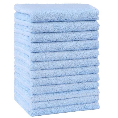 HOMEXCEL Baby Washcloths 12 Pack-Microfiber Coral Fleece Baby Bath Face Towel 7 x 9 Inch Extra Absorbent Soft Burp Cloth and Wash Cloths for Newborn-Infants and Toddlers-Gentle On Sensitive Skin,Blue
