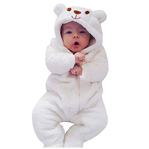 VERNILLA Newborn Baby Bear Fleece Romper One-Piece Footies Jumpsuit Pajama Infant Outfit for Baby Boys Girls