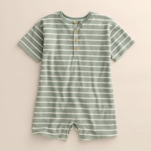 Baby & Toddler Little Co. by Lauren Conrad Henley Romper, Ivory Green Stripe, 3 months