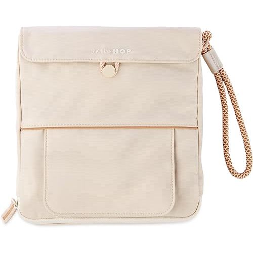 Skip Hop Travel Baby Changing Pad with Easy-Clean Surface, Covers Public Changing Stations, Wipes Pocket, Diaper Storage, Disposable Bag Dispenser and Magnetic Wipes Pocket, Clean Slate, Oat