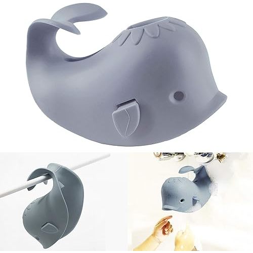 Bath Spout Cover for Bathtub -A Fun Way to Protects Baby from Bumping Head During Bathing Time. Cute Soft Whale Design Making for Enjoyable Safe Baths (1 Pack,Grey)