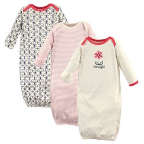 Touched by Nature Baby Girl Organic Cotton Gowns, Flower, Preemie/Newborn