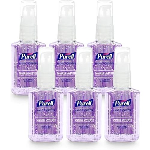 Purell Advanced Hand Sanitizer Gel Infused with Essential Oils, Calming Lavender, 2 fl oz Travel-Size Pump Bottle (Pack of 6), 3905-04-EC
