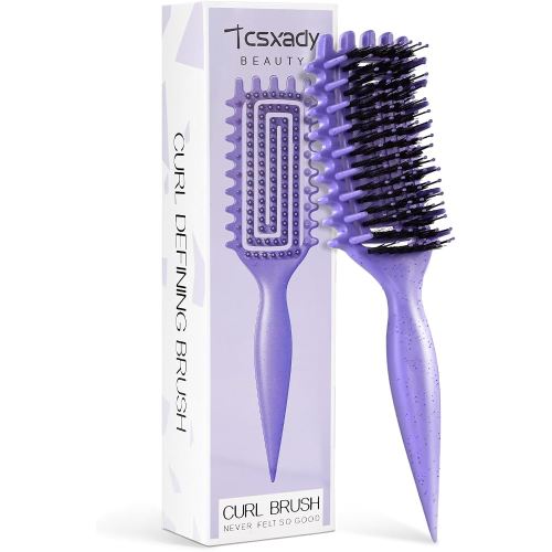 Curly Hair Brush,Curl Defining Brush for Effortlessly Defined Curls & Waves,Vented Hair Brush for Wet & Dry Hair,Women and Men,Reduces Frizz (Purple)