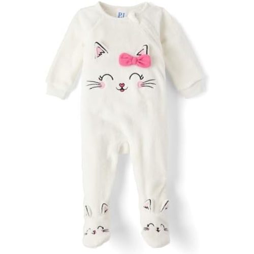 The Children's Place Baby Girls' and Toddler Fleece Long Sleeve Zip Front One Piece Footed Pajamas,Sleep & Play