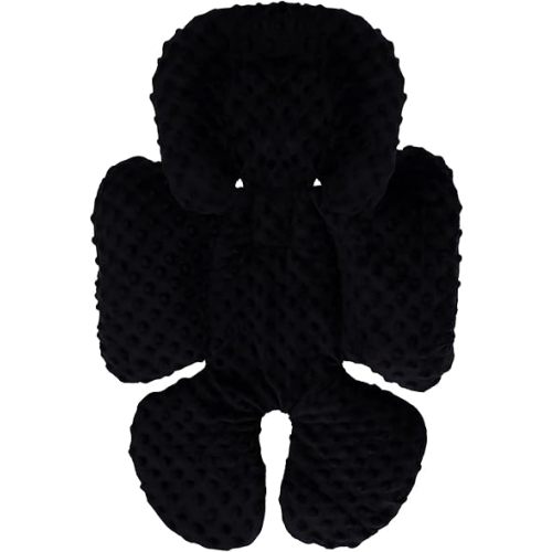 KAKIBLIN Infant Car Seat Insert, Baby Carseat Head & Body Support for Newborn, 2-in-1 Reversible Baby Car Seat Cushion, Soft Stroller Cushion Insert for CarSeats, Bouncer, Strollers, Swing (Black)