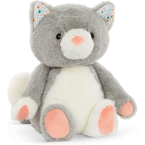 B. toys – 12-Inch Plush Cat – Stuffed Animal – Super Soft Kitten – Gray & White – 12-Inch – Washable – Baby, Toddler, Kids – Happyhues – Cloudy Cosmo – 0+ Months