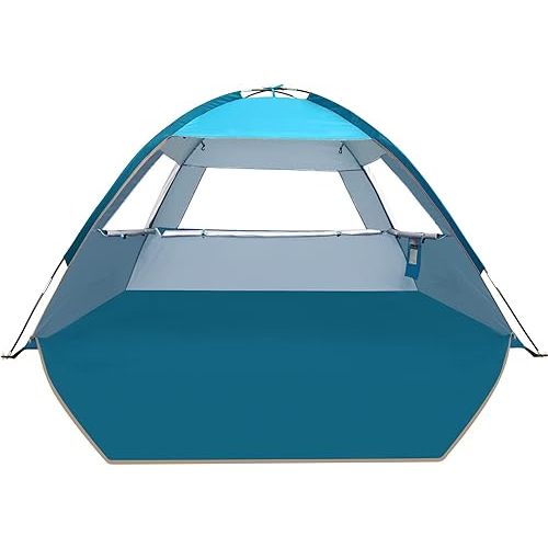 COMMOUDS Beach Tent Sun Shade for 3/4-5/6-7/8-10 Person, UPF 50+ Beach Sun Shelter Canopy Tent, Lightweight, Easy Set Up and Carry