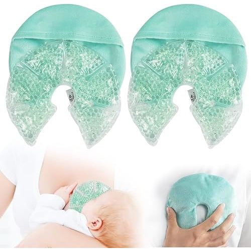 Hot Cold Gel Bead Breast Therapy Pack,Breast Ice Packs for Breastfeeding,Relief for Breastfeeding,Nursing Pain, Mastitis,Engorgement,Plugged Ducts, Boost Milk Let-Down & Production (#8 Blue)