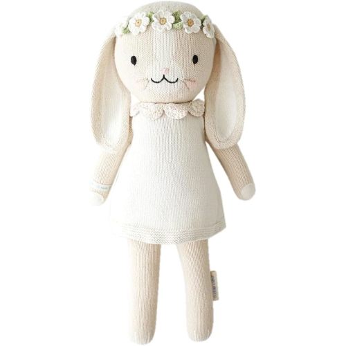 cuddle + kind Hannah The Bunny Ivory Regular 20" Hand-Knit Doll – 1 Doll = 10 Meals, Fair Trade, Heirloom Quality, Handcrafted in Peru, 100% Cotton Yarn