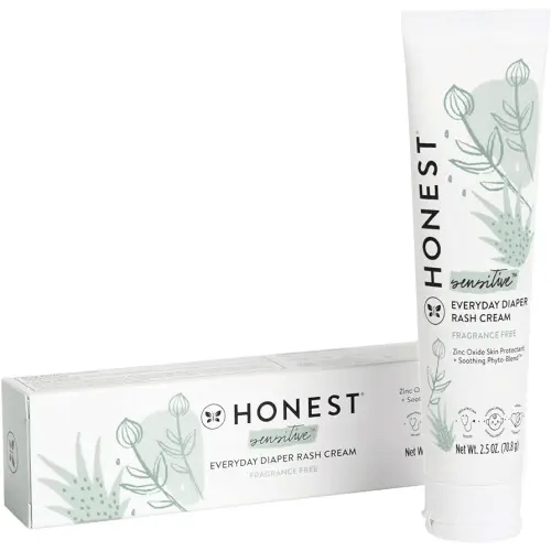 The Honest Company Hypoallergenic Diaper Rash Cream | Moisturizing + Calming Zinc Oxide Ointment | NEA Recognized, Cruelty Free | 2.5 oz