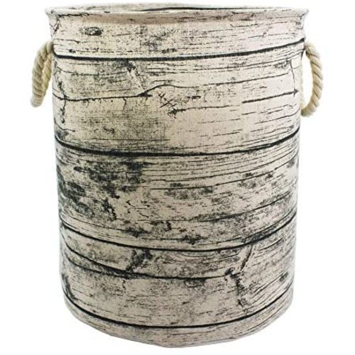Mziart Unique Tree Stump Large Laundry Basket Bag with Rope Handles, Collapsible Wood Grain Waterproof Laundry Hamper Stylish Storage Basket Bin Organizer for Toys Clothes Kids Bedroom Nursery