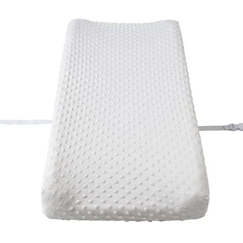 Baby Plush Dot Changing Pad Covers, Diaper Changing Table Pad Sheet Covers for Newborns Infants Baby Boys Girls (Cloud Dancer)