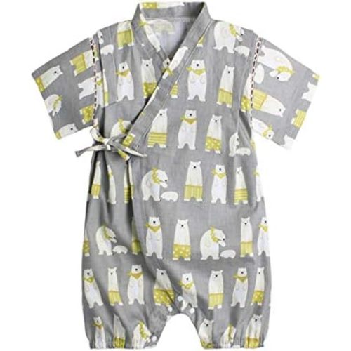 PAUBOLI Baby Japanese Kimono Robe Cotton Infant Comfy Loose Pajamas