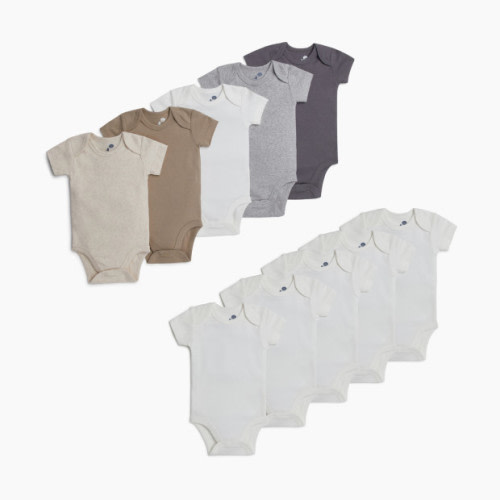 Small Story Short Sleeve Bodysuit Solid (5 Pack) - Neutral Range, 0-3 M