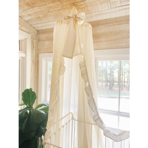 Ivory Farmhouse Ruffled Crib Canopy | High Cotton Textile