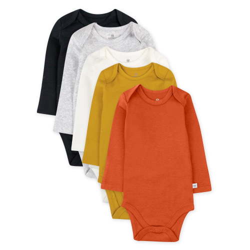 Honest Baby Clothing Organic Cotton Baby Long Sleeve Bodysuits, 5-Pack, Sizes Newborn-24 Months