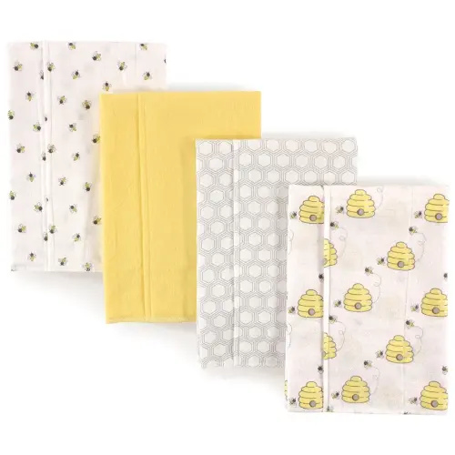 Hudson Baby Unisex Baby Cotton Flannel Burp Cloths, Bee, One Size
