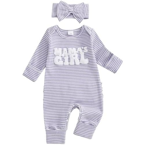 FYBITBO Baby Girl Newborn Clothes Mamas Girl Outfit Long Sleeve Romper Onesie Fall Winter Jumpsuit Infant Coming Home Outfit