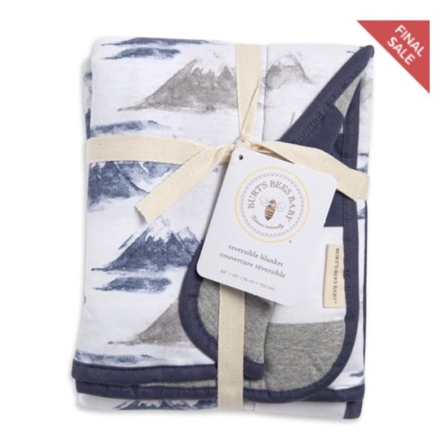 Watercolor Mountains Organic Cotton Reversible Soft Baby Blanket